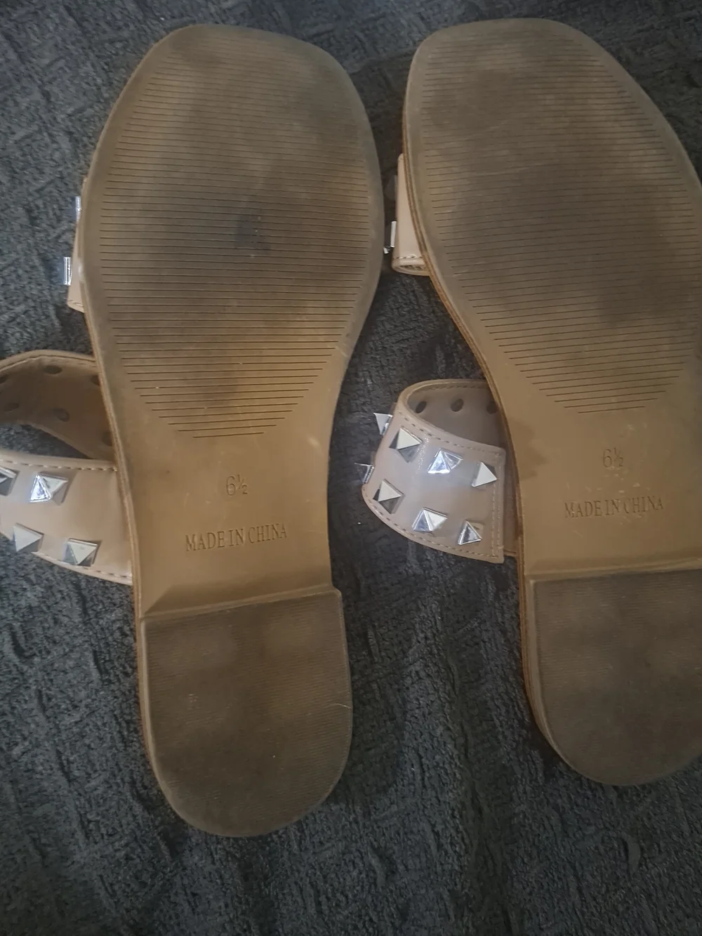 Steve Madden Tan Studded Double-Strap Slide Sandals